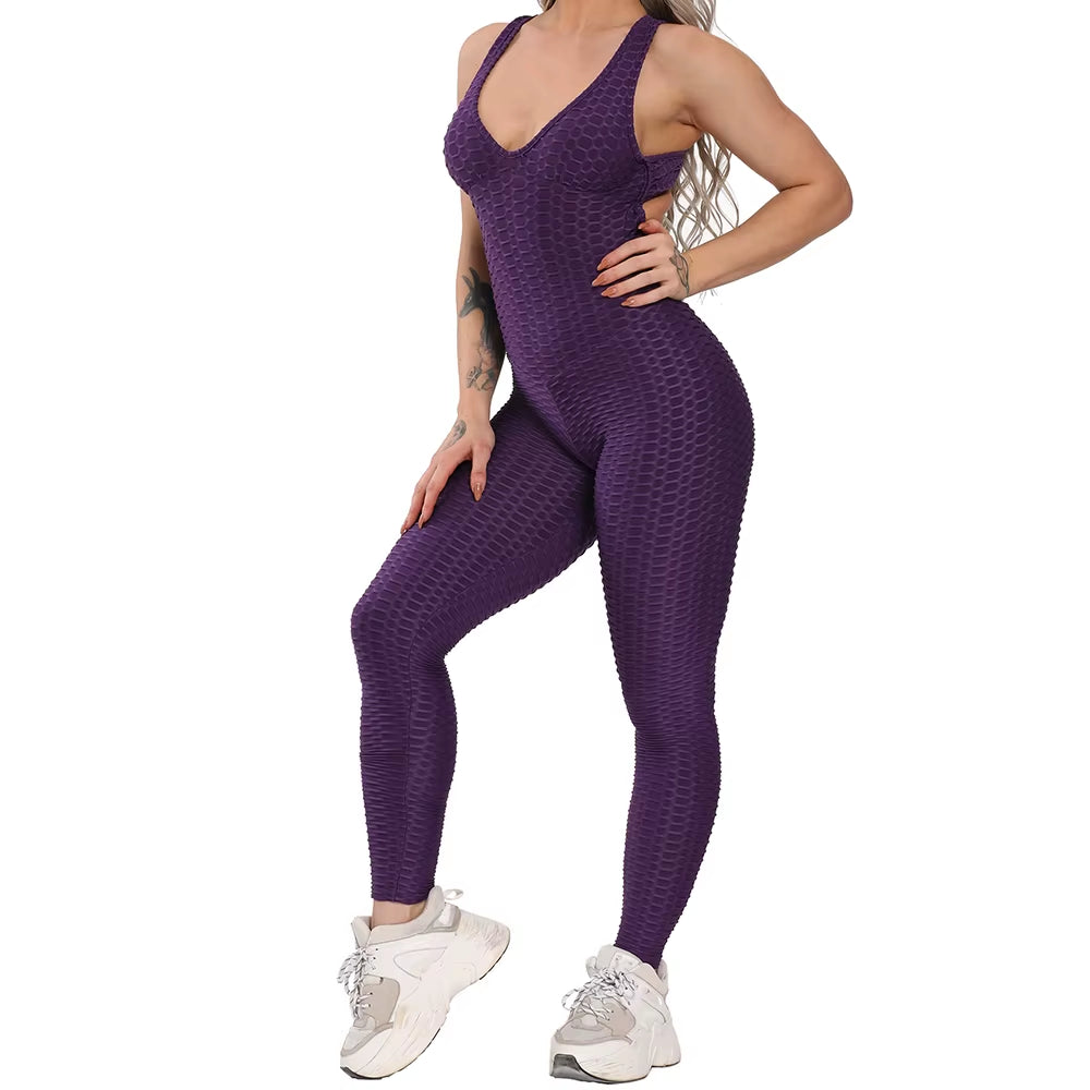 Fashion Women Sport Suit Sexy Open Back Yoga Set Fitness Jumpsuit 2021 Women’S Tracksuit Tummy Control Gym Pants Sportswear