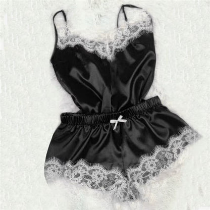 Sexy Lingerie Porno Babydoll Erotic Sleepwear Women Underwear Bow Lace Hot Sex Dress Fashion Temptation Satin Nightdress Suit