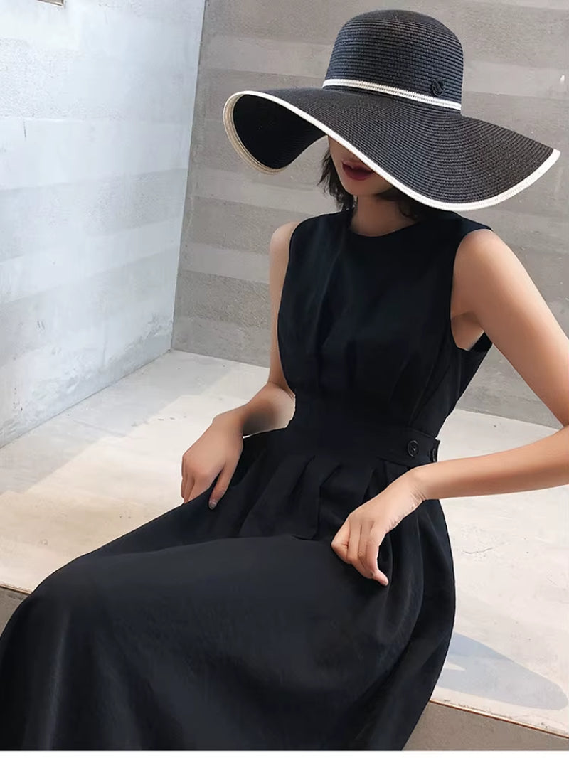 2024 Women White Dress Black Fashion Elegant Party O-Neck Sleeveless Vestido Tank Sundress Female Spring Summer Dresses