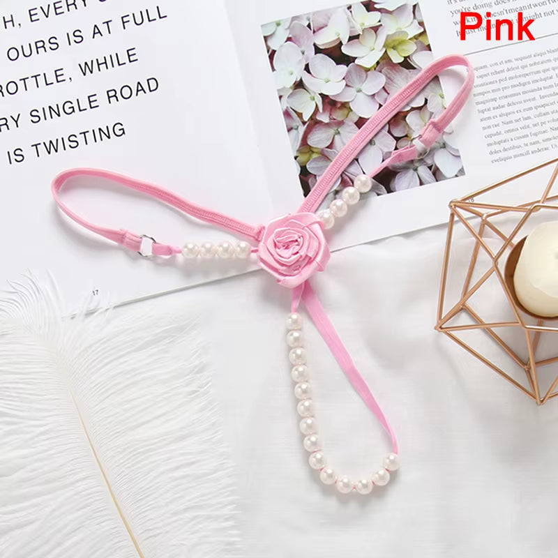 New Arrival Sexy Womens Underwear Pearl Flower G String and Thongs Sollid Low Waist G String Ladies Panties Lenceria Sexy