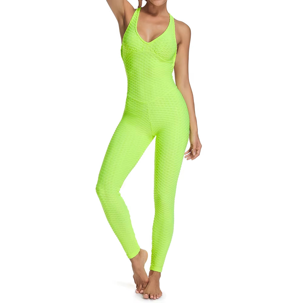 Fashion Women Sport Suit Sexy Open Back Yoga Set Fitness Jumpsuit 2021 Women’S Tracksuit Tummy Control Gym Pants Sportswear