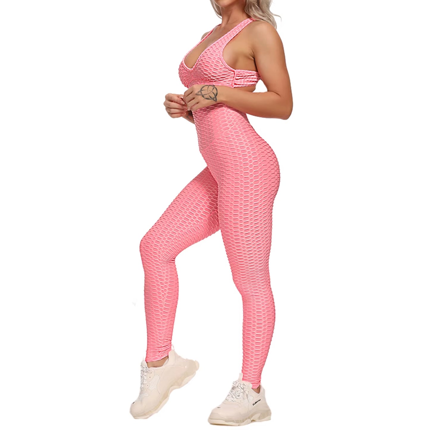 Fashion Women Sport Suit Sexy Open Back Yoga Set Fitness Jumpsuit 2021 Women’S Tracksuit Tummy Control Gym Pants Sportswear