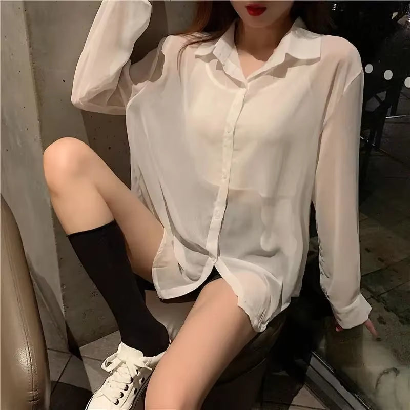 Blouse Women Women'S Cardigan Summer Long Chiffon Shirt Blusas Ropa De Mujer