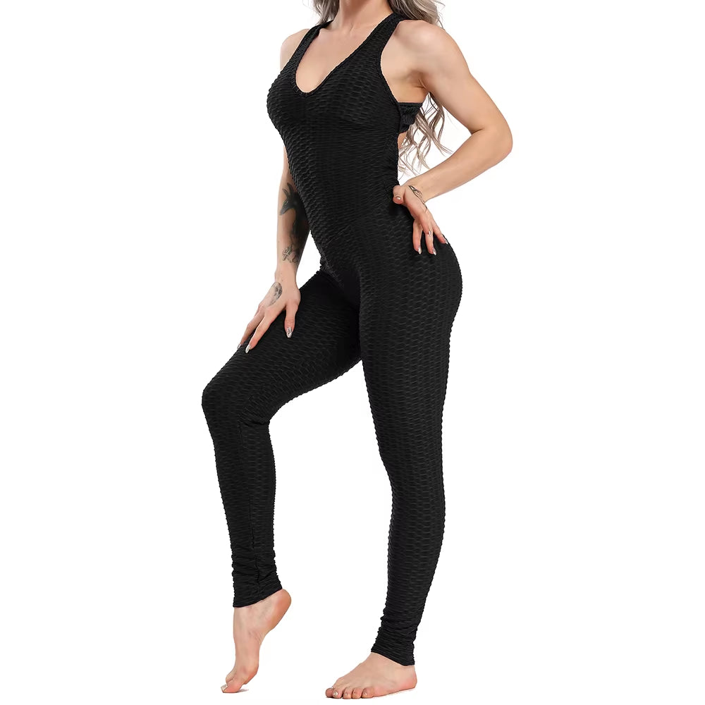 Fashion Women Sport Suit Sexy Open Back Yoga Set Fitness Jumpsuit 2021 Women’S Tracksuit Tummy Control Gym Pants Sportswear