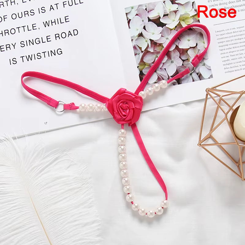 New Arrival Sexy Womens Underwear Pearl Flower G String and Thongs Sollid Low Waist G String Ladies Panties Lenceria Sexy