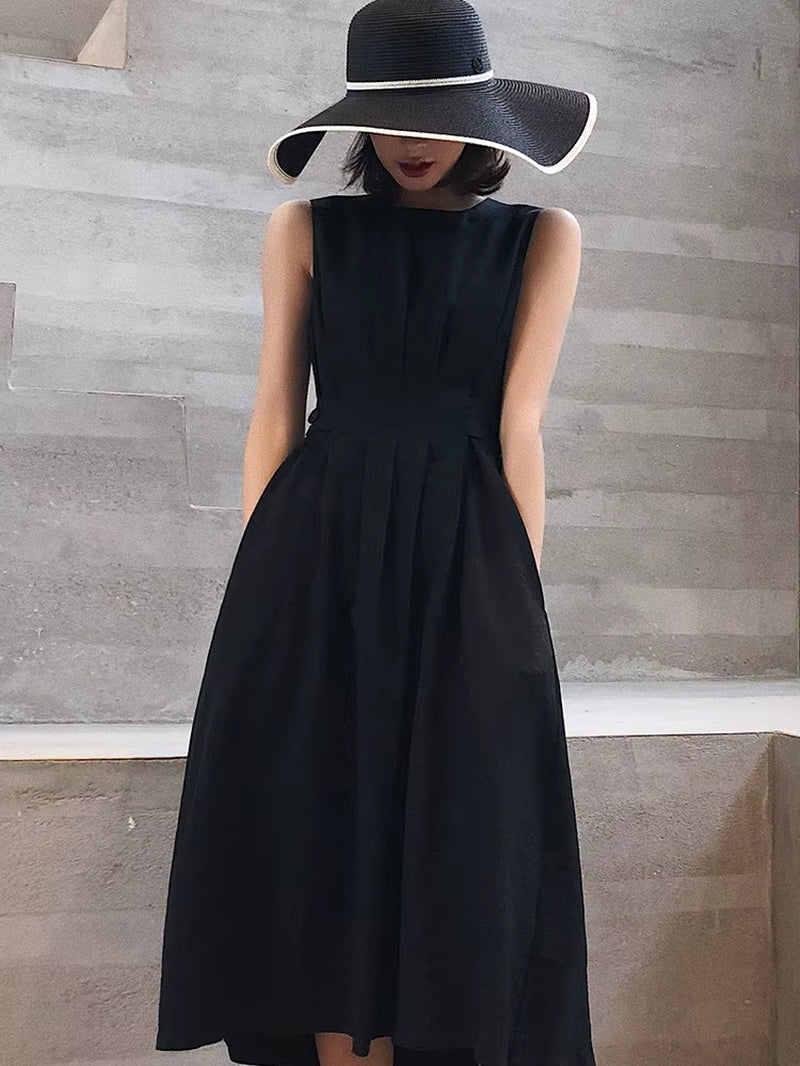 2024 Women White Dress Black Fashion Elegant Party O-Neck Sleeveless Vestido Tank Sundress Female Spring Summer Dresses