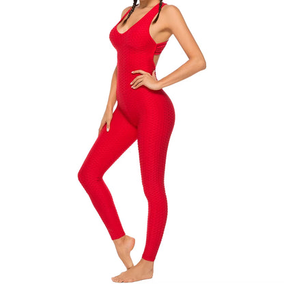 Fashion Women Sport Suit Sexy Open Back Yoga Set Fitness Jumpsuit 2021 Women’S Tracksuit Tummy Control Gym Pants Sportswear