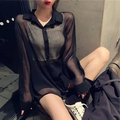 Blouse Women Women'S Cardigan Summer Long Chiffon Shirt Blusas Ropa De Mujer