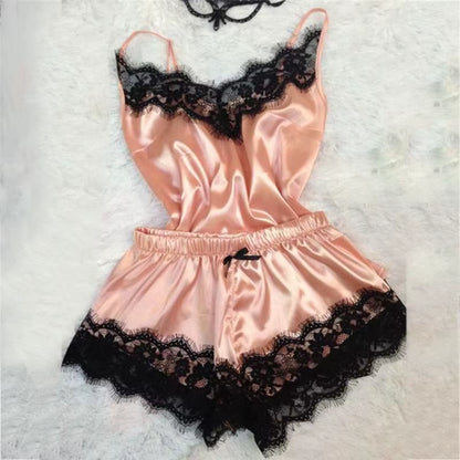 Sexy Lingerie Porno Babydoll Erotic Sleepwear Women Underwear Bow Lace Hot Sex Dress Fashion Temptation Satin Nightdress Suit