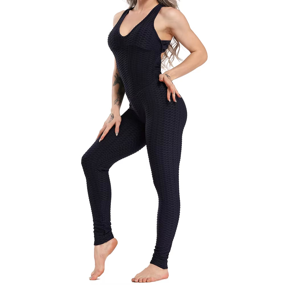 Fashion Women Sport Suit Sexy Open Back Yoga Set Fitness Jumpsuit 2021 Women’S Tracksuit Tummy Control Gym Pants Sportswear